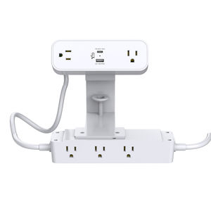 Tira de alimentación de doble propósito de 1875W, enchufe de extensión de cobre, montaje de <span class=keywords><strong>abrazadera</strong></span>, instalación debajo del escritorio, PD65W, enchufes de carga rápida de USB-C - Product Image 6