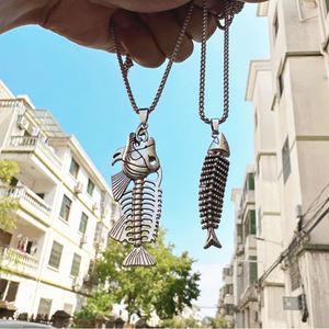 Stainless <b>Chain</b> Necklace for Men Retro Fish Bone Pendant Necklace Gothic Fashion Couple Necklace Hip Hop Rock Punk Jewelry - Product Image 2