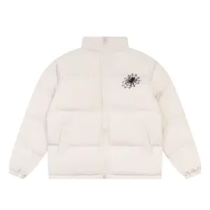 Atacado streetwear jaqueta cor pura casaco windbreak Aranha carta borrão impressão para baixo jaquetas puffer personalizadas para homens