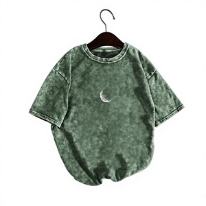เสื้อยืดโอเวอร์ไซส์สีเขียวลายมัดย้อม แขนสั้น คอกลม ผ้าฝ้ายเจอร์ซีย์ ระบายอากาศได้ดี พิมพ์ลายพระจันทร์ด้านหน้า สไตล์สตรีทแวร์ ขายดี - Product Image 1