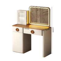 Coiffeuse d'angle moderne européenne simple avec miroir lumineux et meuble de rangement, en panneau MDF écologique, pour chambre à coucher, hôtel et salon