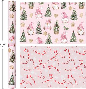 Christmas gift wrapping paper Pink fairy Christmas tree pattern Double sided printed <b>candy</b> <b>cane</b> Customizable - Product Image 2