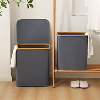 Panier à linge avec poignées en bambou panier à linge pliable vêtements sales panier pliable doublure lavable amovible
