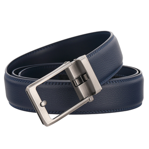 カスタムロゴビジネスブラウン自動分割リアル牛革ラチェットベルトボックス付き男性の本革ベルト - Product Image 3