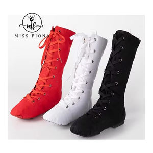 Botas de Baile de Jazz de Lona con Suela Blanda para Adultos, Precio de Fábrica, Botas de Baile con Cordones y Suela Partida para Jazz Moderno, Disfraz de Halloween - Product Image 2