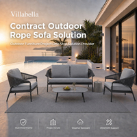 Conjunto de Sofás Modernos para Exteriores, Resistentes a los Rayos UV, con Tejido de Cuerda, Muebles de Jardín de Aluminio para Patio, Hotel, Resort, Terraza junto a la Piscina