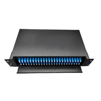 Panel Patch Fiber Optik FDF-19-2U 48 Port SC LC FC Tipe Geser 2U FIBER OPTIC ODF Optical Drawer Splice Tray LWL Breakout Box
