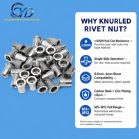 Rivet à sertir certifié qualité en acier inoxydable 304, tête plate, corps moleté, insert fileté DIN 929, rivets aveugles OEM