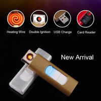 XY500186 fil chauffant rechargeable briquets USB lecteur de carte en plastique Cigarette coupe-vent briquets électroniques nouveauté voyage OEM