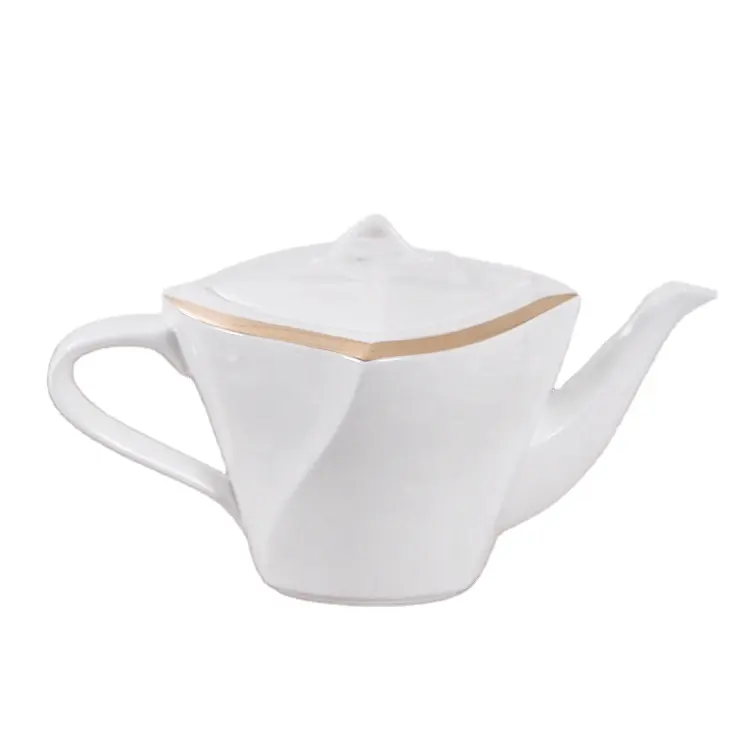 Pito 800cc xương Trung Quốc trắng ấm trà với sang trọng vàng rim thiết kế bộ đồ ăn cà phê nồi trà nồi đặt cho đám cưới khách sạn