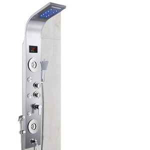 ชุดฝักบัวอัจฉริยะ Water Droplet Sanitary Ware รุ่น 99603L แบบติดผนัง สแตนเลส พร้อมฝักบัวสเปรย์ด้านบนและไฟ LED สีฟ้า - Product Image 1