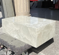 Table basse personnalisée en marbre cristal blanc translucide Mobilier de salon Table basse en marbre blanc pur Table centrale rectangulaire