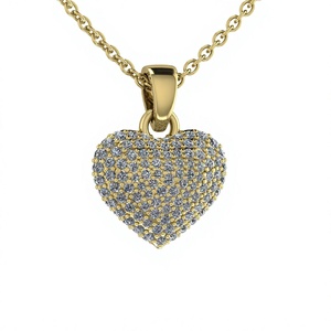 Pendentif Cœur Disco en Or 18 carats et Argent 925 avec Micro-Pavé de Diamants CZ Clairs, 14mm, Bijou Hip Hop Raffiné, Cadeau pour Femme - Product Image 1