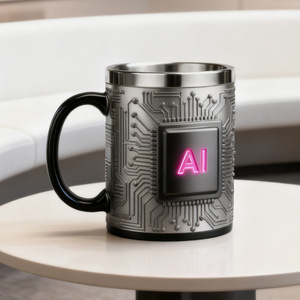 Taza Térmica de Acero Inoxidable con Chip de IA, Taza de Regalo Redonda con Aislamiento Térmico para Amantes de la Tecnología - Product Image 2