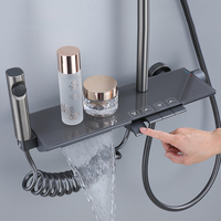 Vente chaude Gris Piano Bouton Salle De Bains Douche En Laiton Ensemble Complet Système De Douche Ensembles Robinets De Pluie Ensemble De Douche
