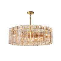 Lustre rond en verre texturé martelé de style médiéval français, suspension de luxe léger pour villa, salon, salle à manger, plafond haut