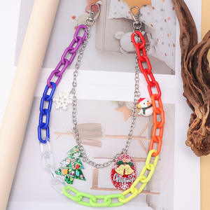Cadena de cintura con temática navideña para mujer, cadena de plástico para pantalones estilo hip hop con colgante de muñeco de nieve y árbol de Navidad. - Product Image 3