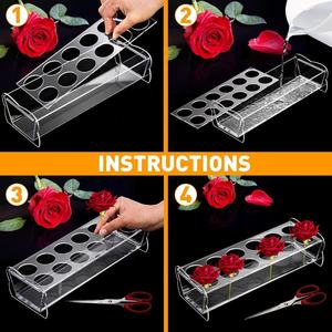 Long Acrylique Rectangulaire Fleur <span class=keywords><strong>Vase</strong></span> Clair Bas Arrangement Floral 24 Trous pour La Fête De Mariage De Bureau À Domicile - Product Image 5