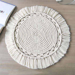 Boho Home Decor Handmade Cotton Macrame Tassel Eco-Friendly <b>Round</b> <b>Placemat</b> & Coaster for Party Wedding - Product Image 1