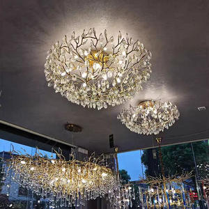 Gran rama nórdica Vintage Led latón oro comedor sala de estar Hotel lujo techo colgante luz moderna candelabros de cristal - Product Image 1