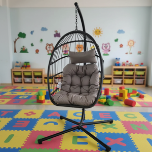 Chaise suspendue œuf en rotin tressé avec support métallique pour patio et jardin, prix d'usine - Product Image 3