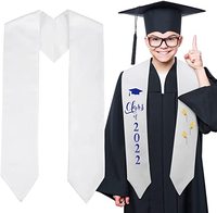 Adulte Sublimation Graduation Stole DIY 70 Inch Graduate Scarf Stole pour Femmes Hommes Blanc
