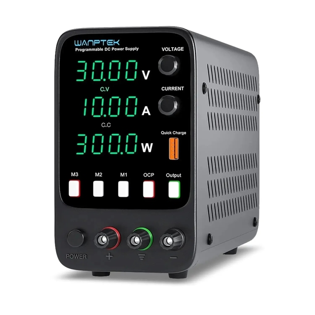 WANPTEK 30V 10A BENCH DC ADJUSTABLE POWER SUPPLY, DC POWER, REPAIR, LAB, DESIGN, SCHOOLS, TEST, ELECTROPLATE, CHARGE, APS3010