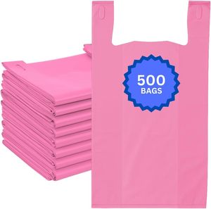 Sacs en plastique biodégradable noir de haute qualité avec poignées T-shirt pour courses, supermarché, épicerie, usage intensif, sacs de remerciement - Product Image 1