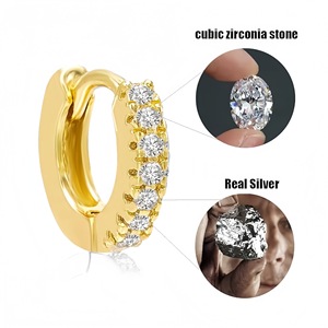 Huggie Earrings Gold Plated Micro Pave Zircon Small Hoop Everyday Wear Unisex Jewelry - Product Image 2