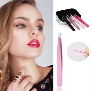 Classic Stainless Steel Eyebrow Tweezers 4 Styles Slanted Pointed <b>Black</b> Brow Tool - Product Image 4