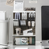 Organisateur de bureau moderne multifonctionnel en acrylique pour la maison et le bureau, boîte de rangement empilable à compartiments, écologique et transparente