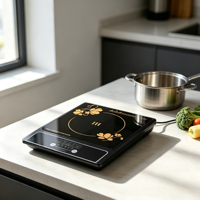 Table de cuisson à induction en gros 1350W, puissance réglable, modes de cuisson multiples, arrêt automatique de sécurité, plaque chauffante électrique