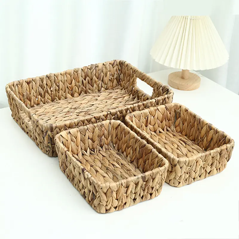handmade eco-friendly rattan basket seagrass water hyacinth, set of 3 water hyacinth basket with available size for Bedroom