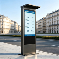 Parada de Autobús Inteligente con Kiosco de Publicidad Digital, Marco Negro, Pantalla LCD HD para Exteriores con Parasol, Cámara CCTV, Resistente a la Intemperie IP65