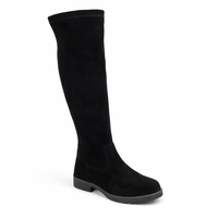 Bottes hautes pour filles, bottes longues en daim noir pour enfants, bottes d'hiver tendance, doublure en coton, fabriquées en Chine
