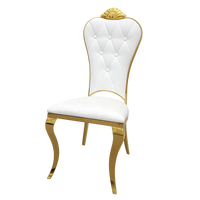 Chaises de mariage de luxe en acier inoxydable doré, directement du fabricant, en cuir PU empilables pour restaurant, salle de banquet