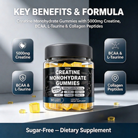 Gummies de créatine monohydrate à marque privée OEM, 60 unités, 5000 mg, saveur citron, complément alimentaire