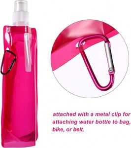 Pochette d'eau pliable légère avec logo personnalisé, sac à boisson réutilisable avec mousqueton pour la marche, la course et les événements - Product Image 3