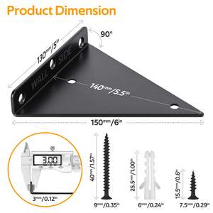 Support d'étagère robuste en <span class=keywords><strong>fer</strong></span>, style ferme, pour décoration murale, support d'angle, supports d'étagère flottante dissimulés pour bricolage ouvert - Product Image 2
