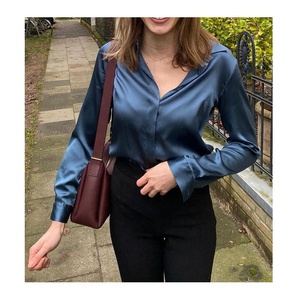 High Quality Chameuse Women's <strong>Silky</strong> White/khaki <strong>Tops</strong> and Blouses &amp; Shirts Vintage - Product Image 3