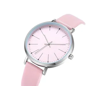 Marque privée personnalisée d'usine montre étanche pour femme bracelet en cuir véritable montres-bracelets à quartz de luxe ultra fines de haute qualité