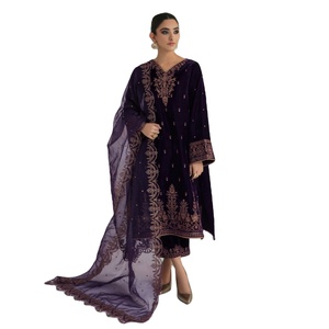 Vestido de boda paquistaní de Color púrpura, el mejor para Eid y fiestas - Product Image 3