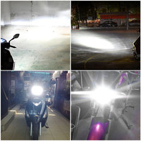 Mini phare LED blanc pour moto, ampoule LED avec 6 perles de lumière latérales, DC 9-80V, feu antibrouillard pour moto