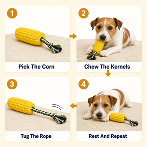 Corn Shape Rubber Dog Chew Toy Yellow Bumpy <strong>Kernel</strong> Texture with Braided Cotton Rope Tough Pet Chew Toy for Medium Large Dogs - Product Image 6