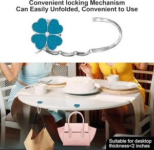 Support de sac à main pliable en forme de trèfle à quatre feuilles, crochet de table en velours pour mariage et anniversaire - Product Image 6