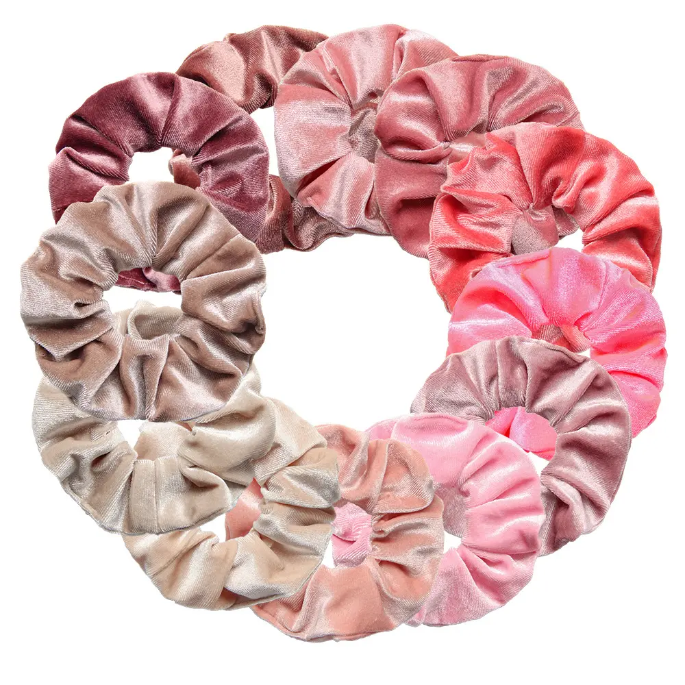 Wholesale Winter Newest Pink Scrunchies Hair Ties Velvet Plush Hair Scrunchies Women Holders Elastic Hair Bands