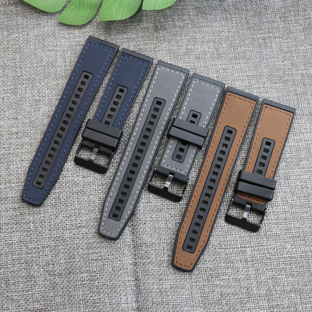 Customisable Silicone Smart Watch Band Replace Accessories Waterproof Customised Logo Pin Buckle Soft Leather Watch Straps 22MM