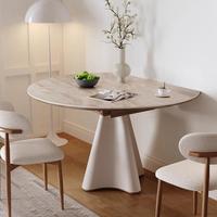 Ensemble de table à manger extensible de luxe moderne Voxhome, style italien minimaliste, ronde à ovale avec plateau tournant pour salon