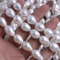 Chaîne de perles baroques de culture Edison de qualité AA+ de 10-12 mm, blanches, semi-finies, pour la fabrication de bijoux, fournies par Zhuji