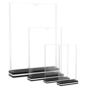Sign Holder, Double Sided Clear Display Stand Table Top Sign Paper Holder, Vertical Menu <strong>Flyer</strong> Holder, Plastic Sign Frame K-6027 - Product Image 1
